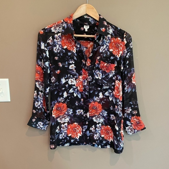 Aritzia Wilfred Silk Long Sleeve Floral Blouse XXS‎ - Picture 1 of 8